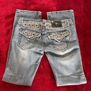 Miss Me low rise bootcut full back bling jeans 28
